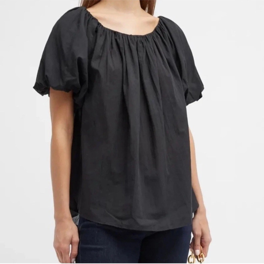 NWT Harshman LA Anthropologie Keiko Short Sleeves Blouse Top BLACK Size M $225